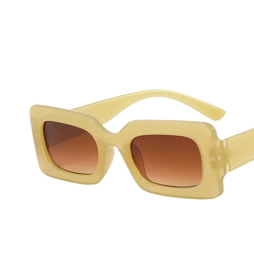 Lunettes rectangle vintage jaune clair avec verres marron
