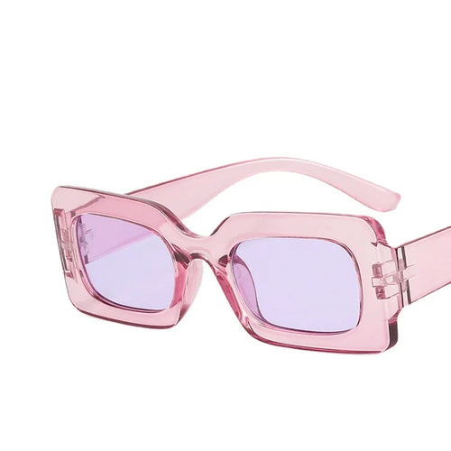 Lunettes rectangulaires vintage femme monture rose translucide verres mauve