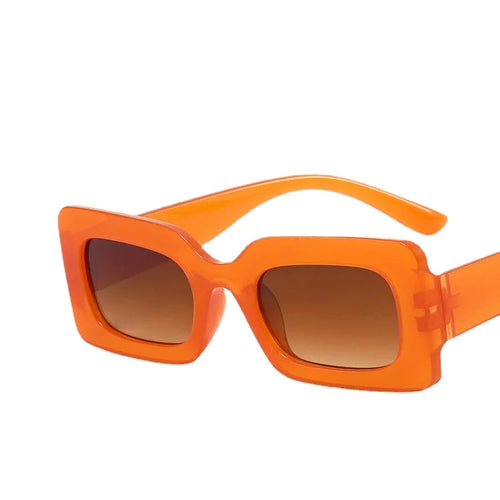Lunettes rectangulaires vintage femme monture orange verres brun clair