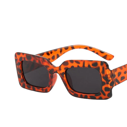 Lunettes rectangulaires vintage femme monture écaille orange verres foncés