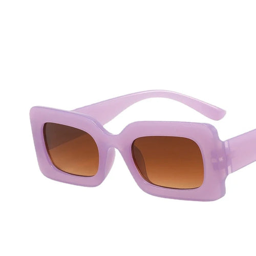 Lunettes rectangle vintage mauve avec verres marron