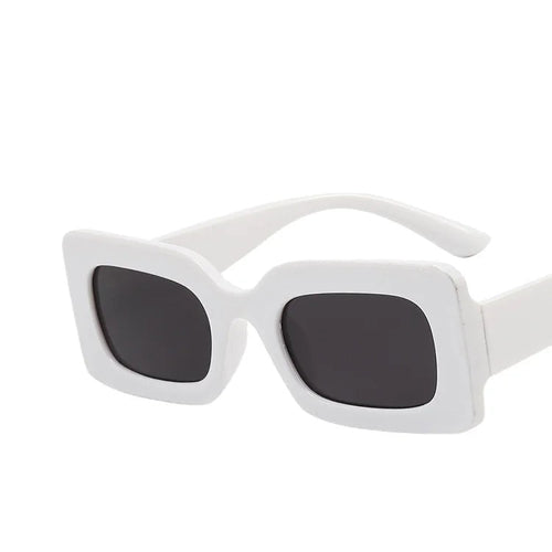 Lunettes rectangulaires vintage femme monture blanche verres foncés