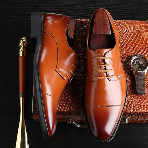 Chaussures de ville à lacets homme en PU, bout pointu, brun miel, vue de dessus