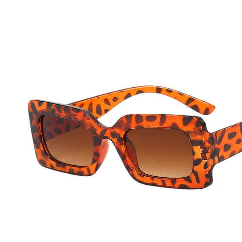 Lunettes rectangulaires vintage femme monture écaille orange verres brun