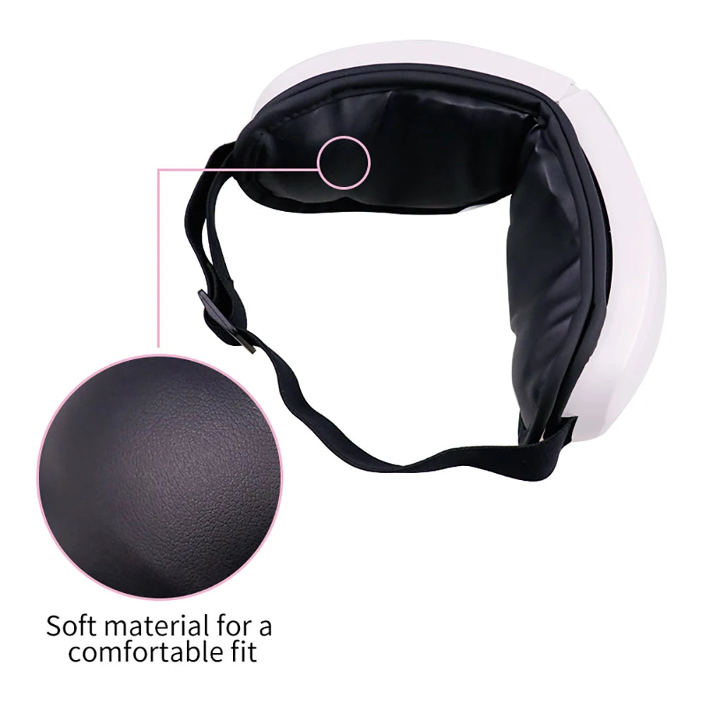 Bandeau rembourré noir du massageur des yeux, vue de dessus avec couture rose