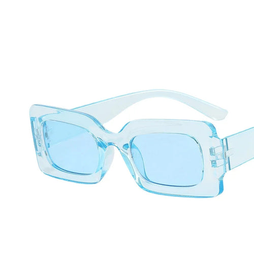 Lunettes rectangle vintage bleu ciel avec verres bleu clair
