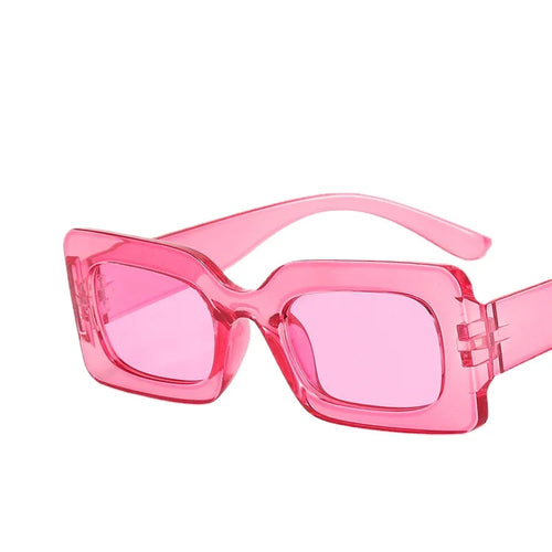 Lunettes rectangulaires vintage femme monture rose vif verres rosés
