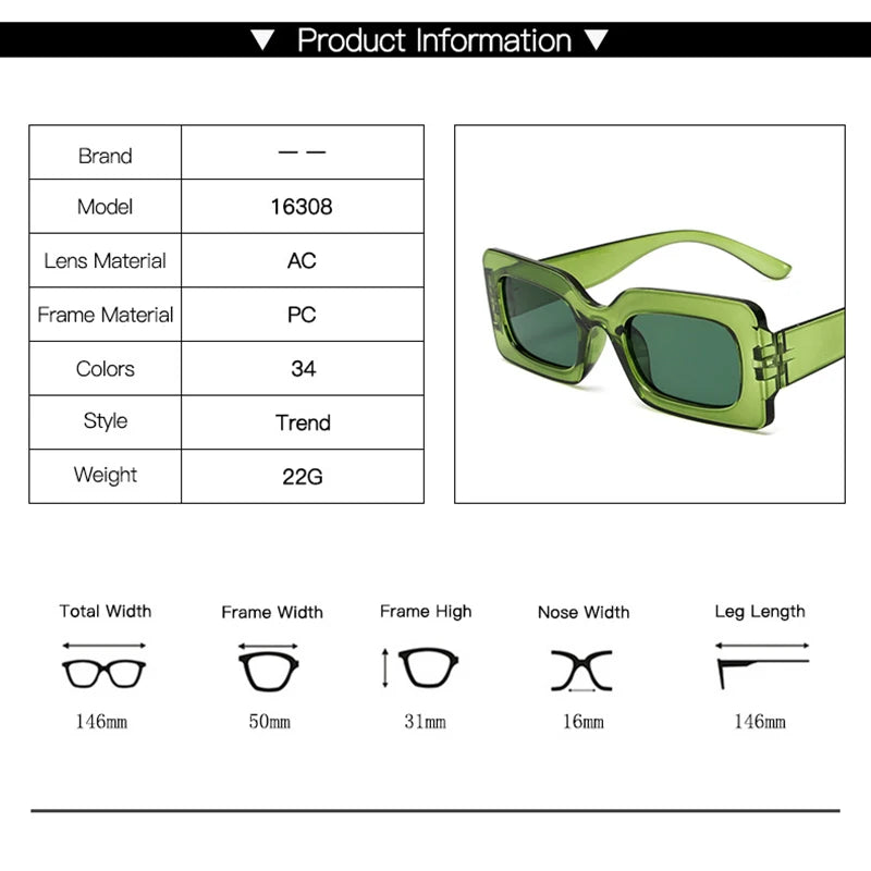 Lunettes rectangle vintage vertes avec verres vert foncé