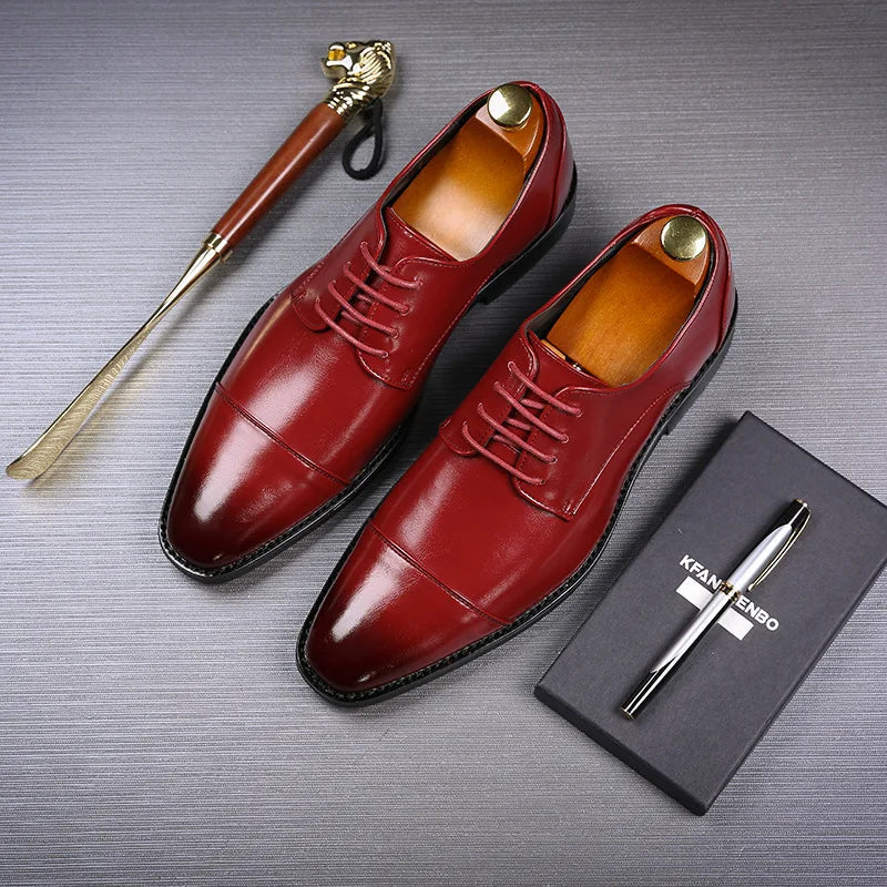 Chaussures de ville à lacets homme en PU, bout pointu, bordeaux, vue de dessus