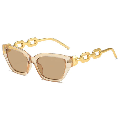 Lunettes de soleil œil-de-chat champagne translucides à verres marron