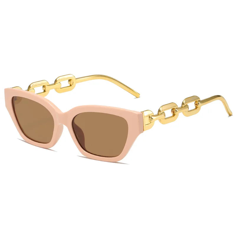 Lunettes de soleil œil-de-chat rose pâle à verres dégradés brun