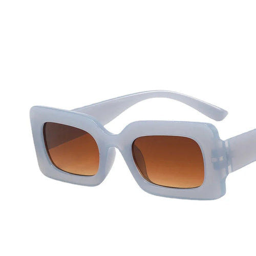 Lunettes rectangle vintage bleu clair avec verres marron