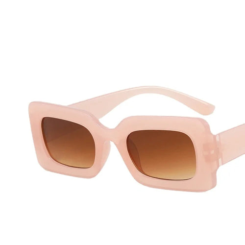 Lunettes rectangulaires vintage femme monture rose pâle verres marron
