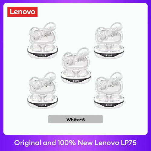Écouteurs TWS Lenovo blancs (pack de plusieurs) avec boîtiers de charge