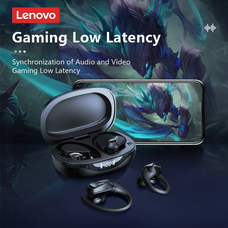 Écouteurs TWS Lenovo LP75 noirs avec boîtier de charge et écouteurs intra-auriculaires