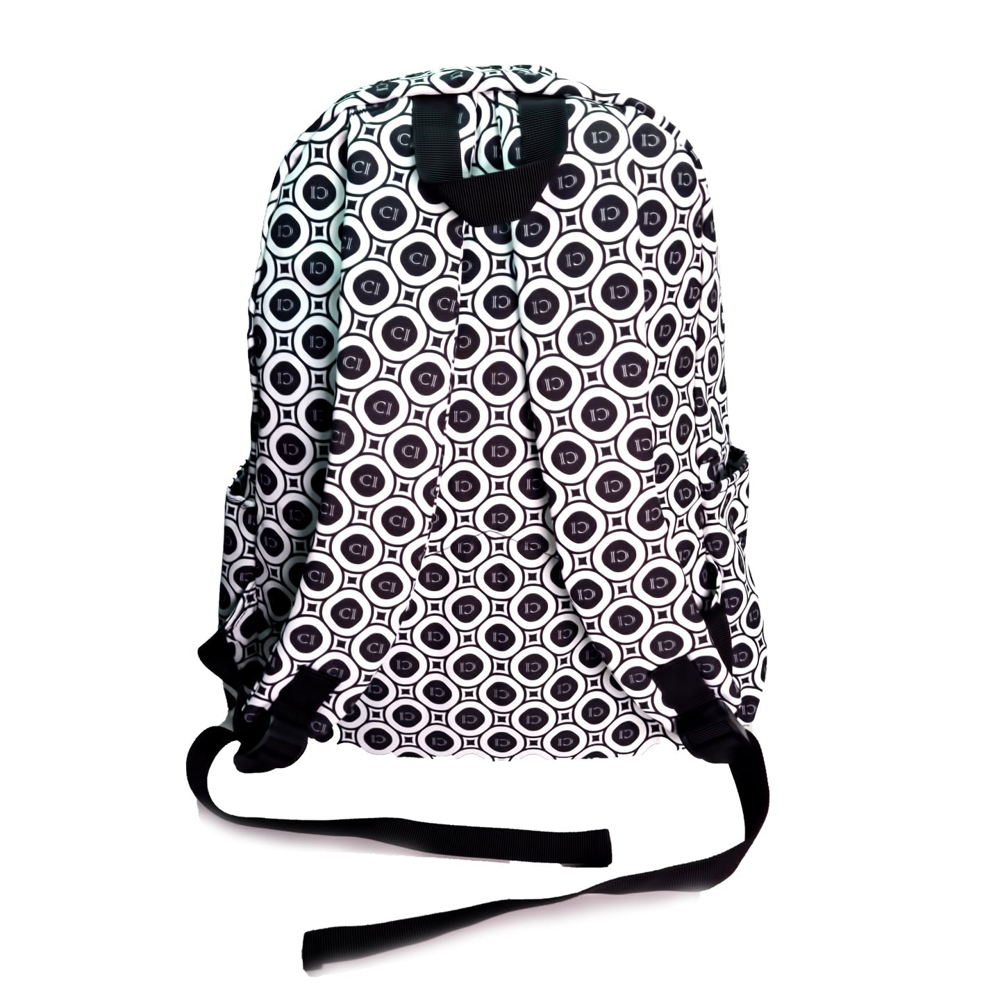 Sac à dos CRLi à motif monogramme, bretelles et sangle d’épaule noires.