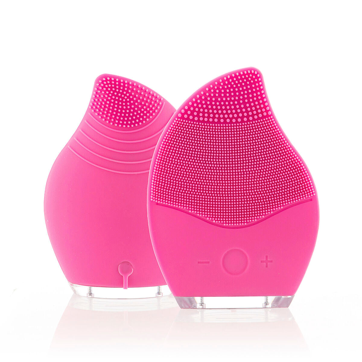 Deux têtes en silicone rose du nettoyeur-masseur facial, surface à picots