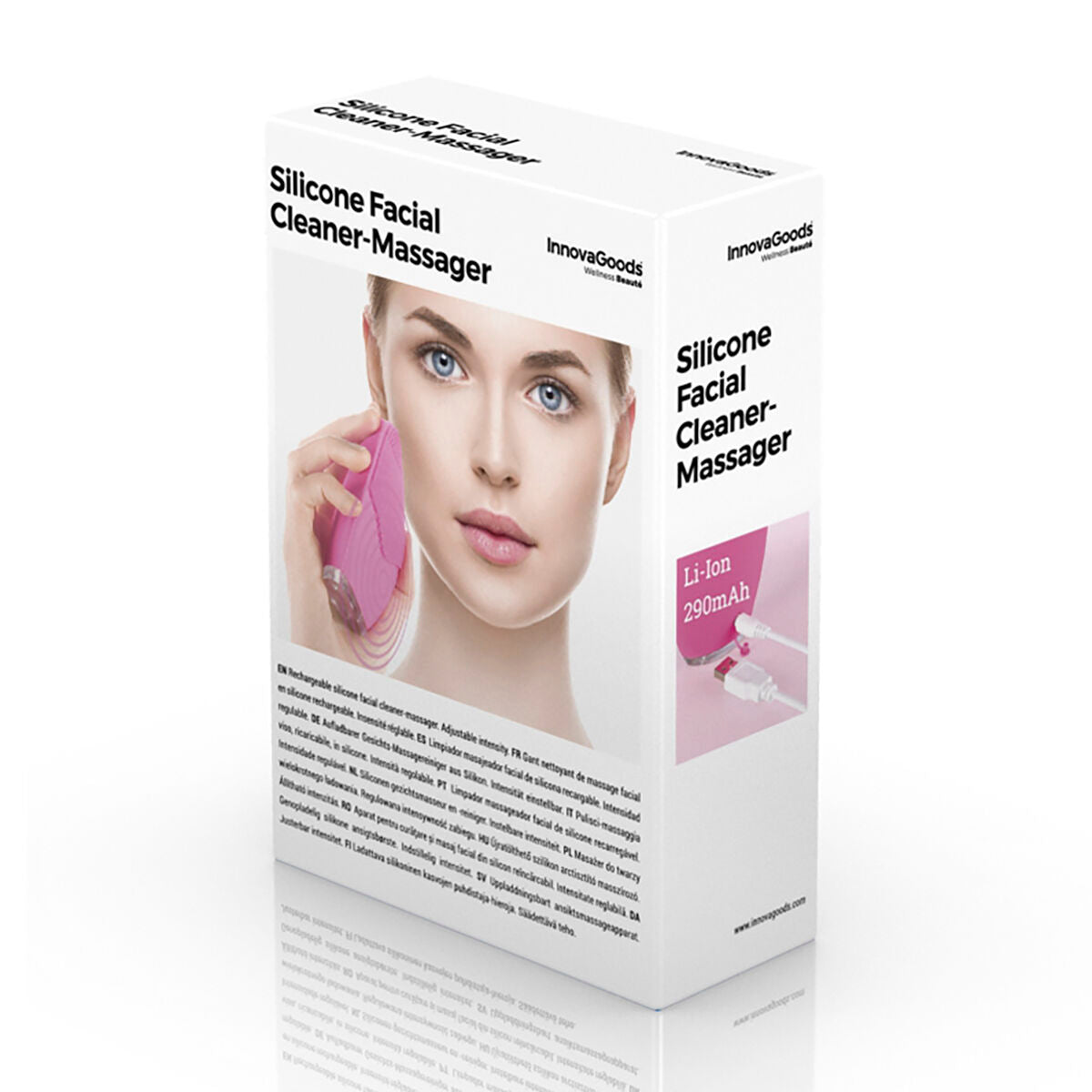 Boîte InnovaGoods du nettoyeur-masseur facial en silicone