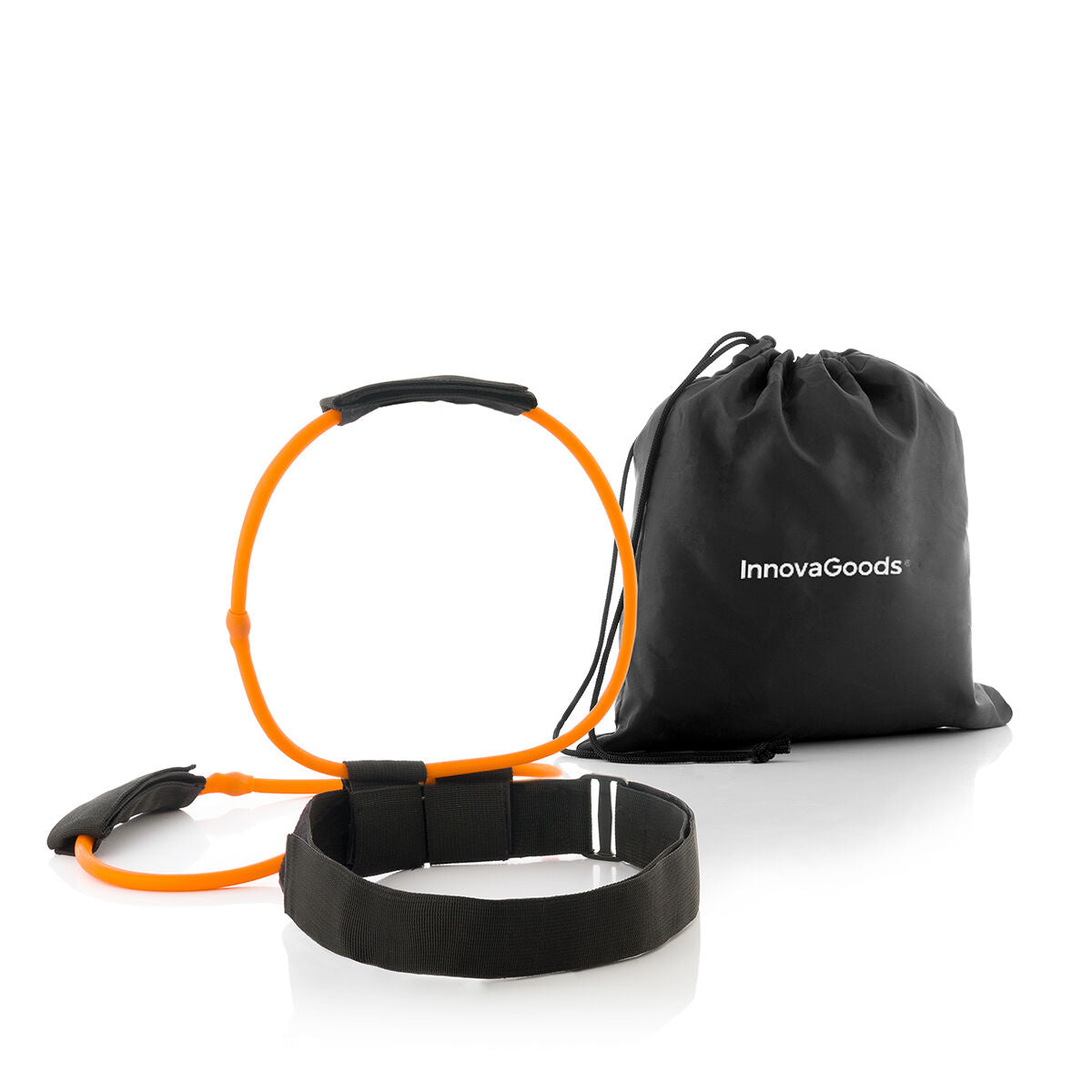Ceinture Bootrainer noire avec bandes élastiques orange et pochette Innovagoods.