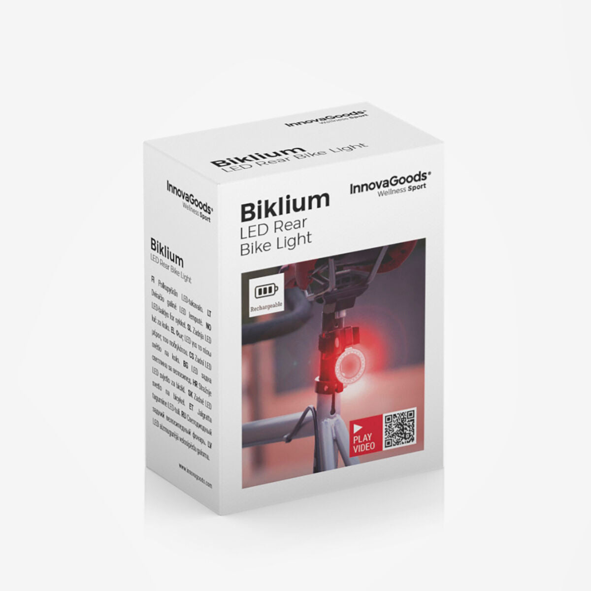 Boîte Biklium LED arrière vélo InnovaGoods, image du feu rouge clignotant