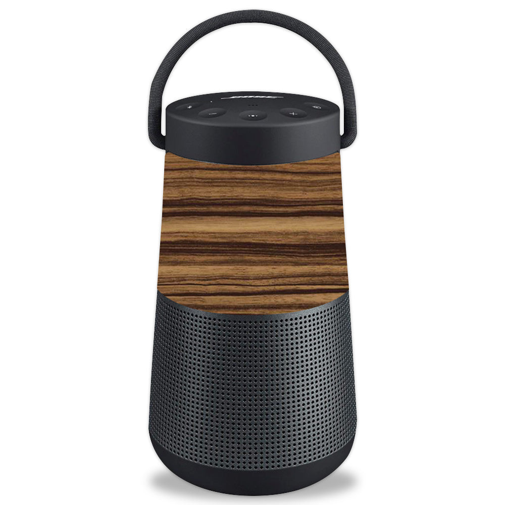 Habillage vinyle pour enceinte Bose SoundLink Revolve+ au motif bois zèbre sombre