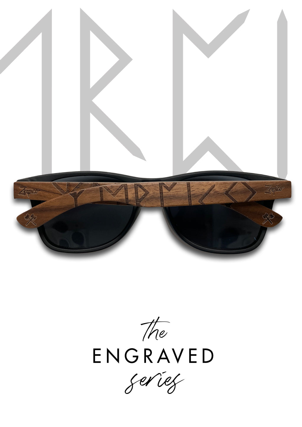Lunettes de soleil unisexes cadre en bois sculpté, verres foncés, forme œil-de-chat