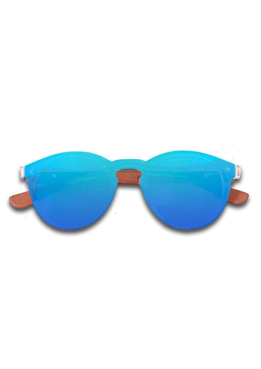 Lunettes de soleil Aquila, monture bois, verres bleus polarisés
