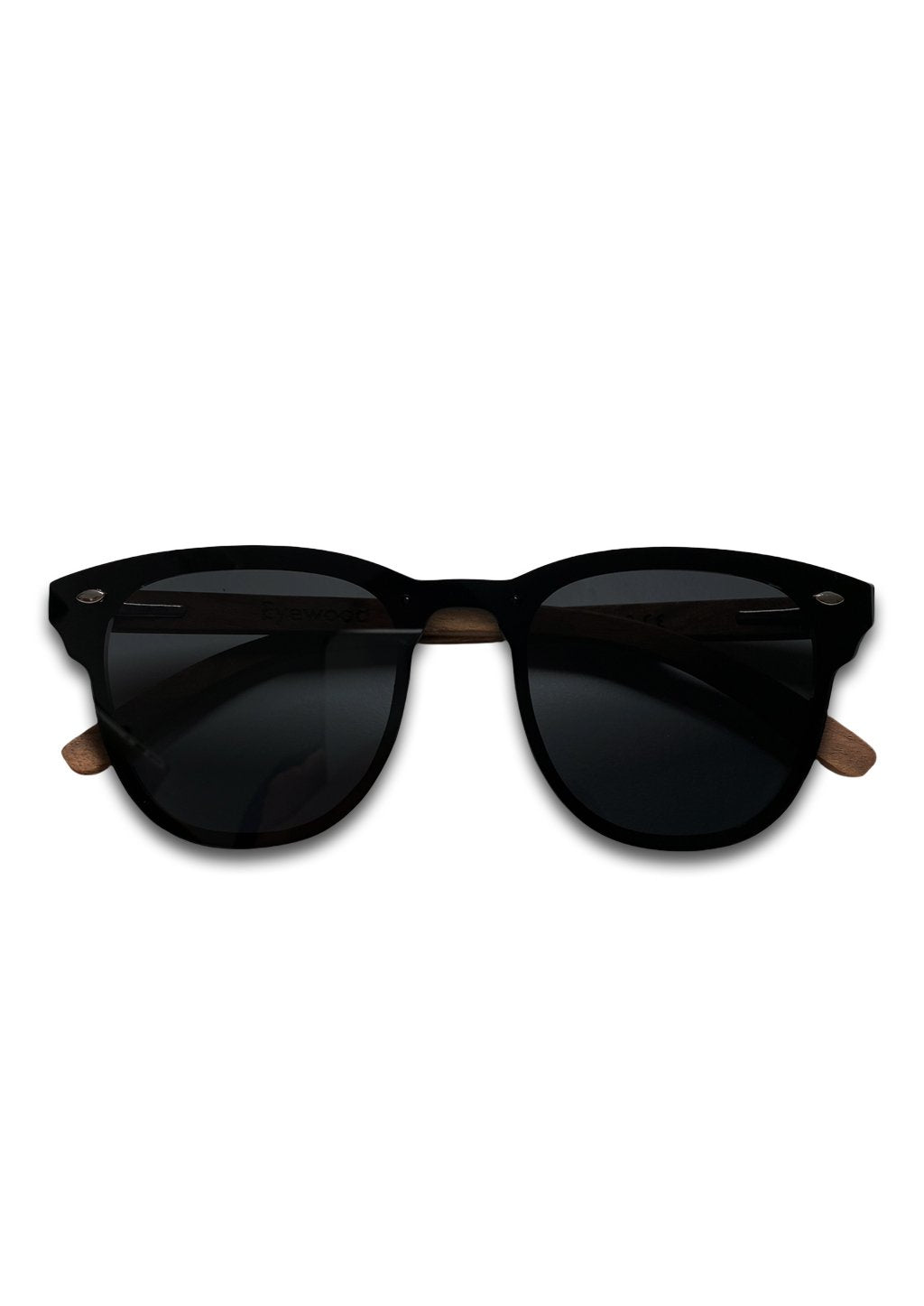 Lunettes de soleil noires à verres foncés, monture arrondie