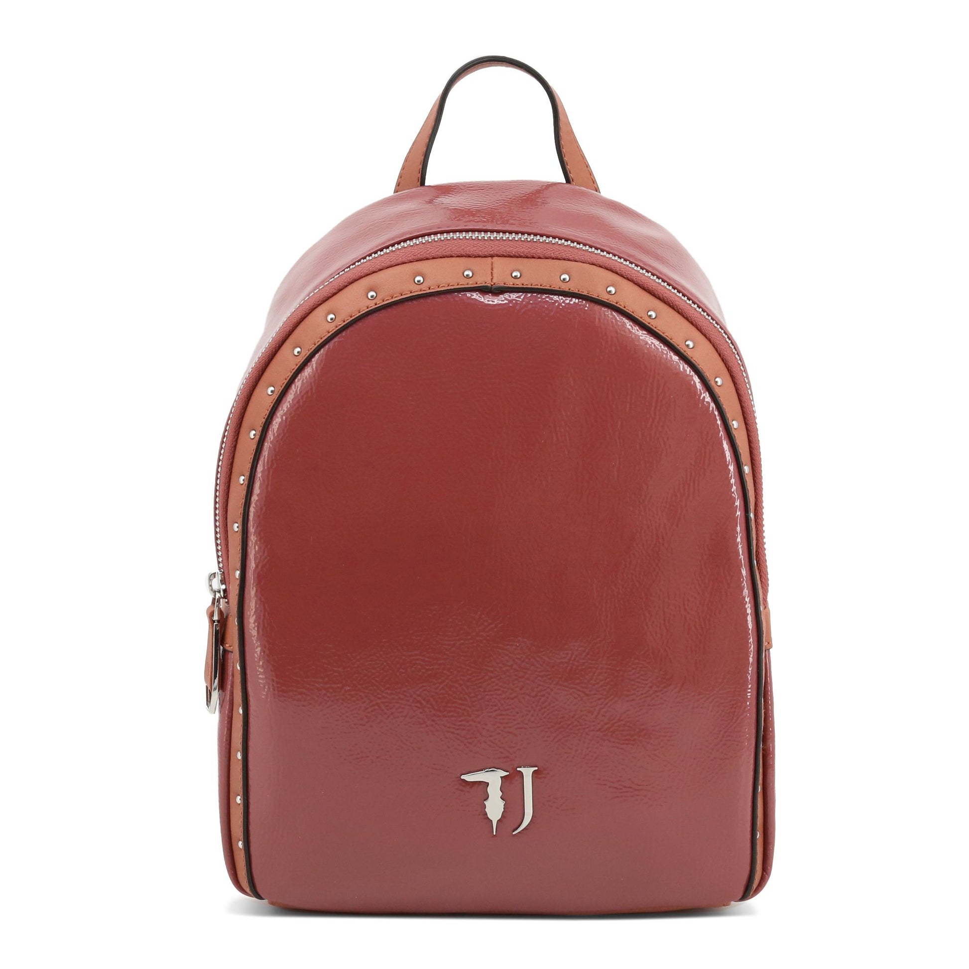 Sac à dos femme Trussardi polyuréthane rose, fermeture zippée, logo sur l’avant