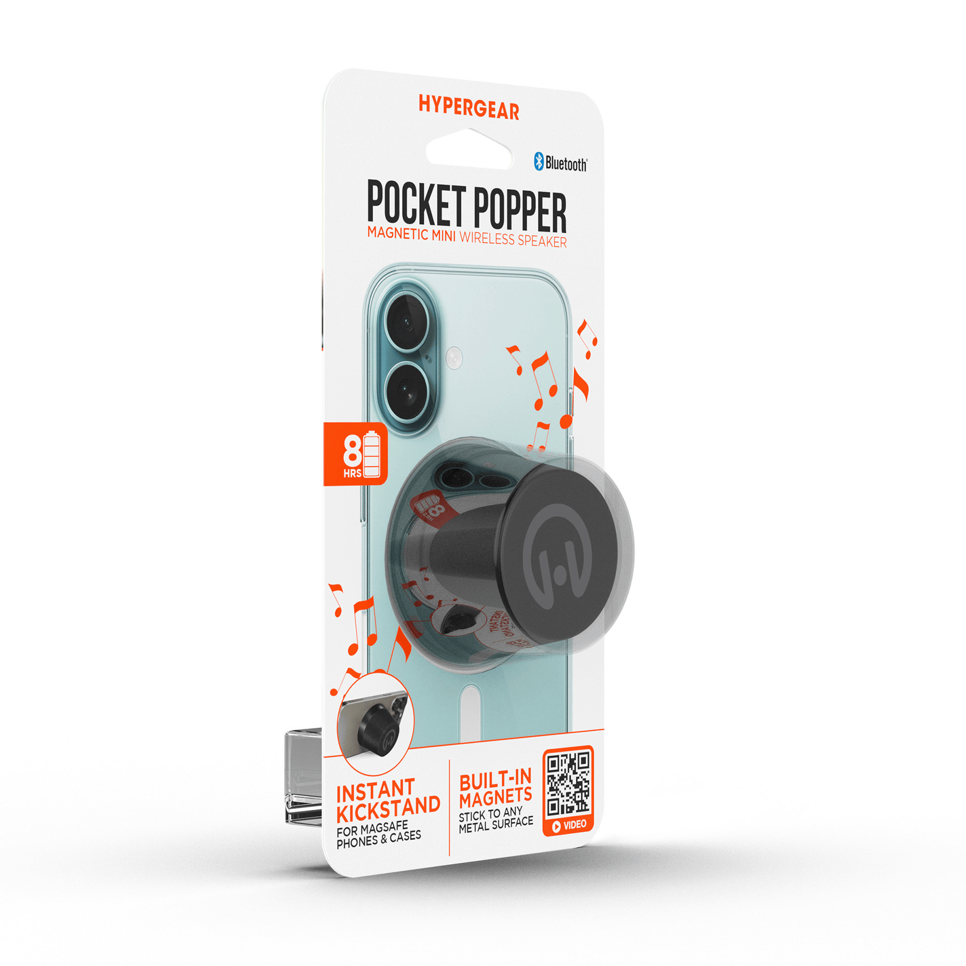 Emballage avant d’une mini enceinte sans fil Bluetooth avec visuel du haut-parleur