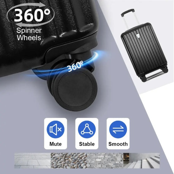 Roue de valise pivotante 360° et pied noir, pour roulement silencieux et stable