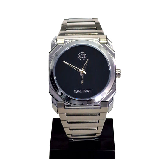 Montre homme CRLi, cadran bleu foncé, bracelet métal, verre saphir.