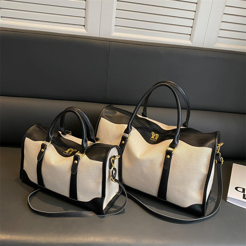 Ensemble de sacs cabas de voyage en toile bicolore, anses et bandoulières noires