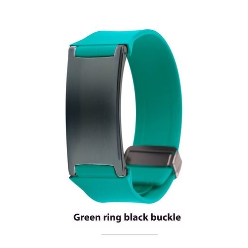 Bracelet en silicone vert avec fermoir noir, ajustable