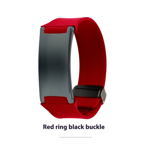 Bracelet en silicone rouge avec fermoir noir, ajustable