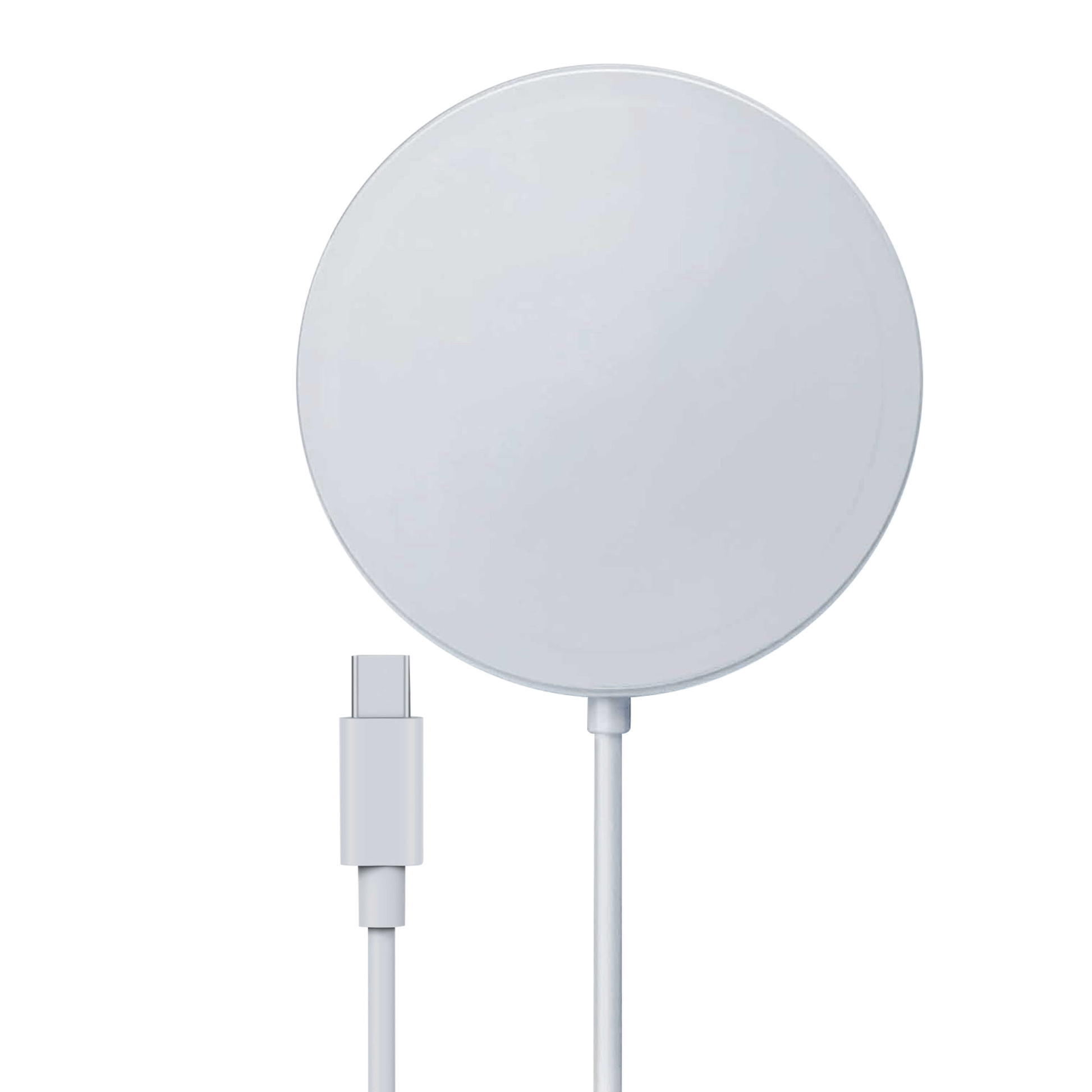 Chargeur sans fil MagSafe rond blanc avec câble USB‑C