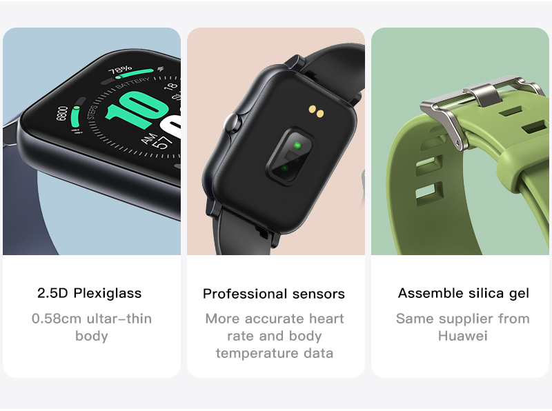 Montre connectée sport: écran 2,5D, capteurs et bracelet vert