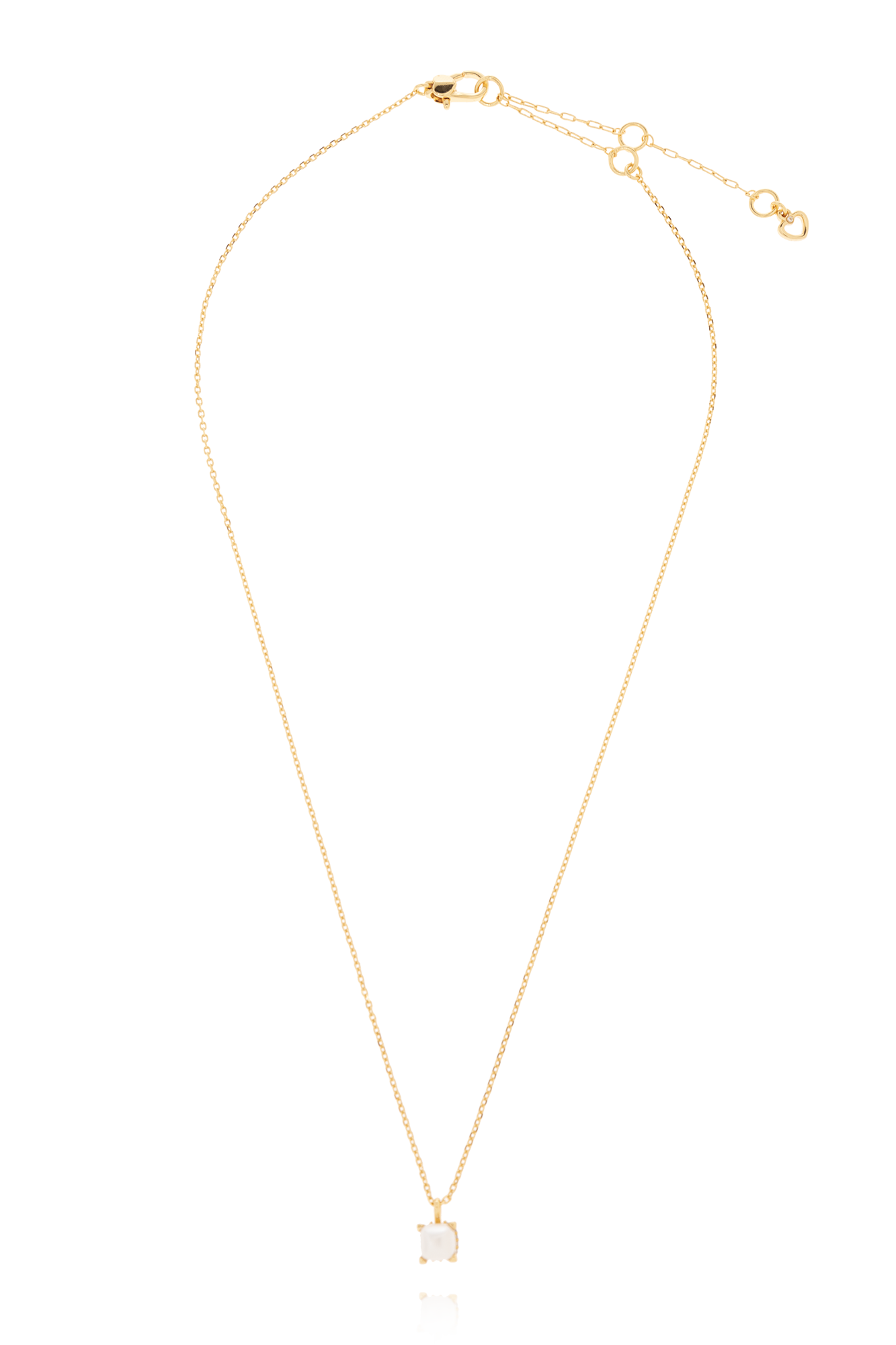 Collier pendentif doré: chaîne fine et petit pendentif à pierre, fermoir réglable
