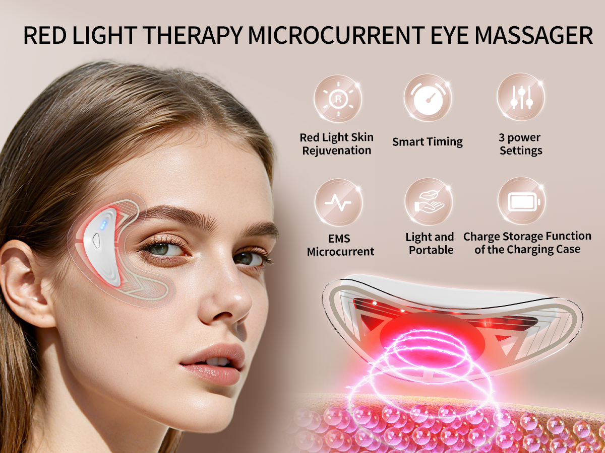 Appareil de massage pour les yeux lumière rouge et microcourant, appliqué au visage