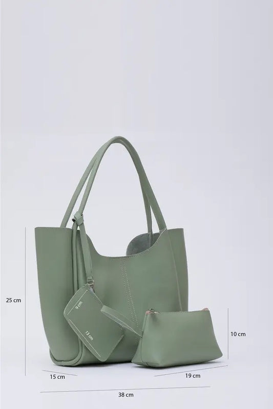 Sac à main vert menthe en cuir synthétique avec pochette zippée et bandoulière