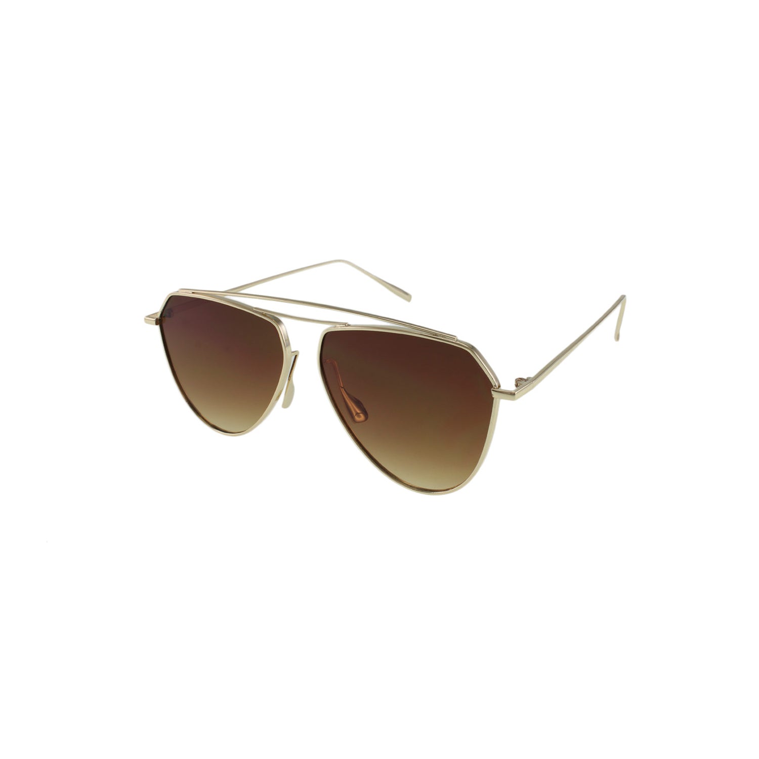 Lunettes aviateur dorées à verres brun dégradé, monture métal et branches fines