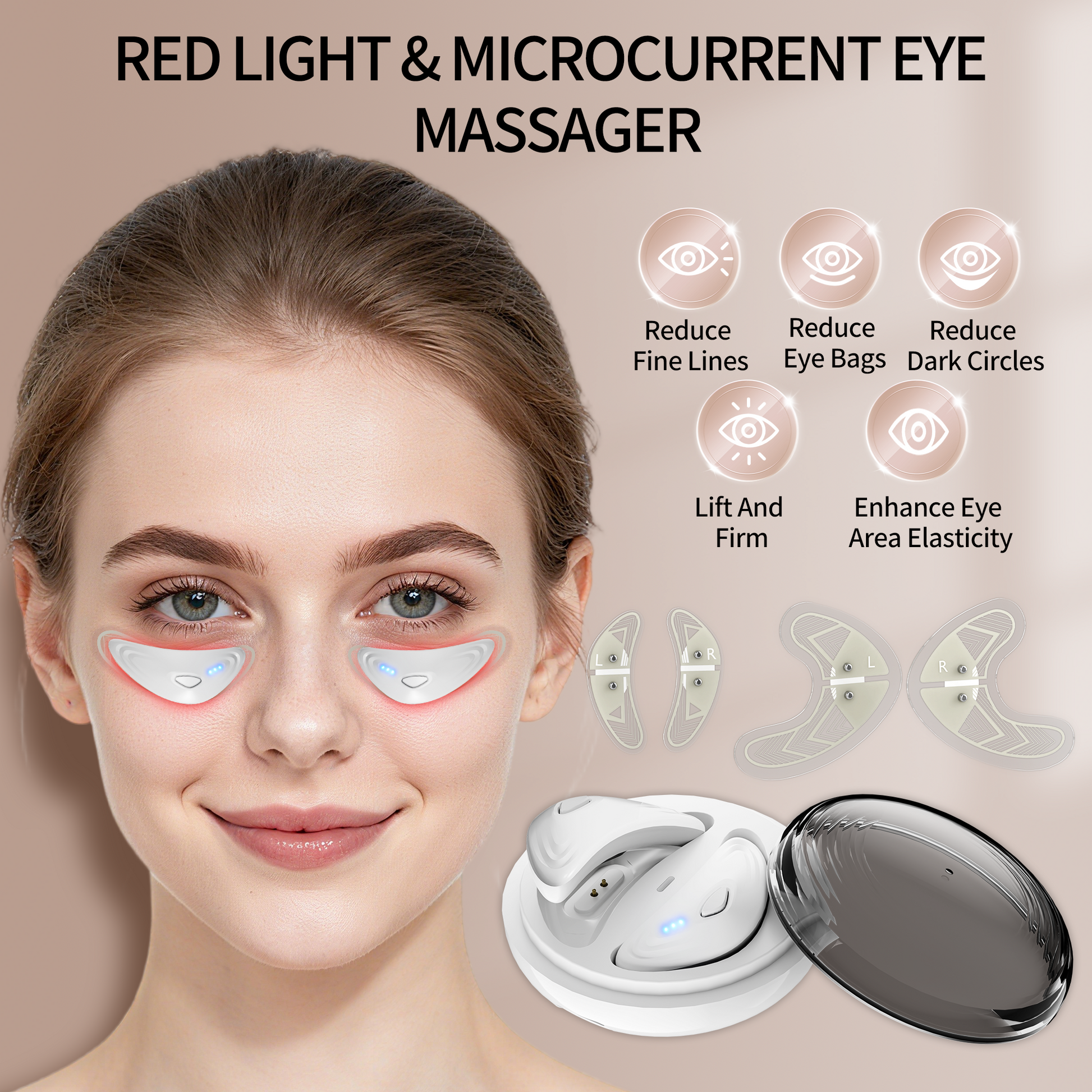 Appareil de massage pour les yeux avec patchs gel sur le contour des yeux