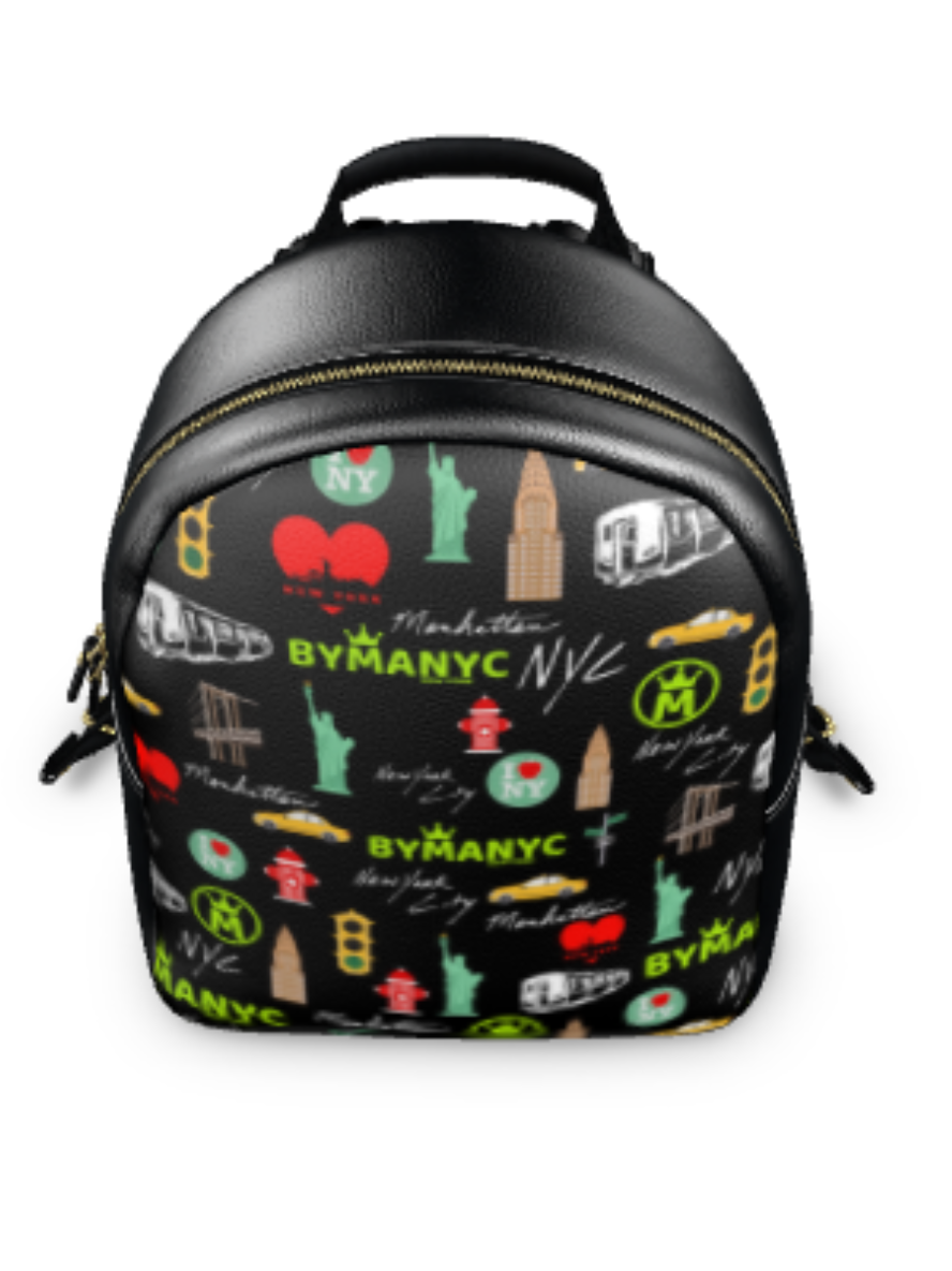 Sac à dos BYMANYC ® New York foncé à motifs colorés, face avant avec zip