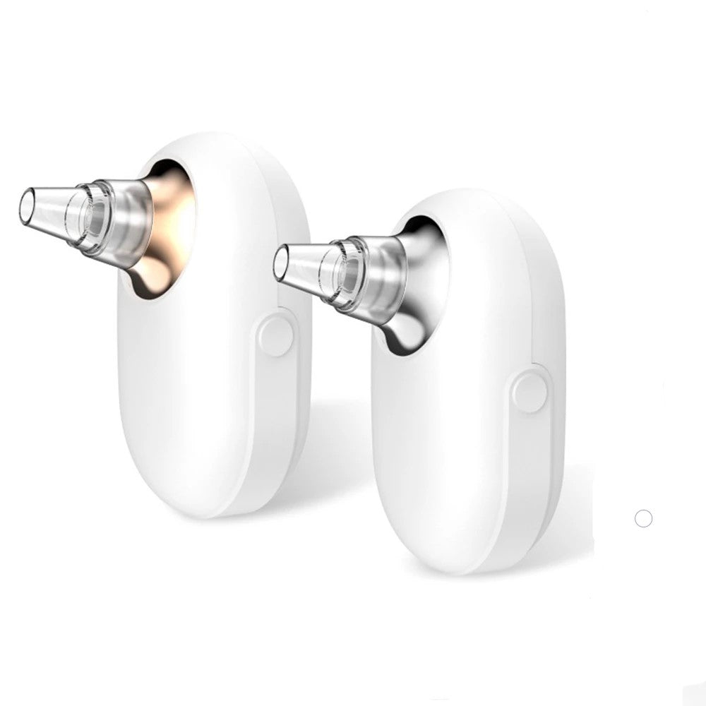 Appareil d’aspiration faciale portable, corps blanc, embouts métalliques ambrés