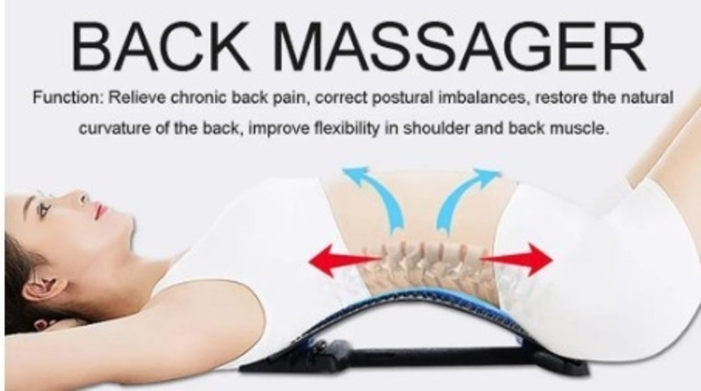 Appareil de massage du dos noir pour allongement, repose nuque sur l’arche