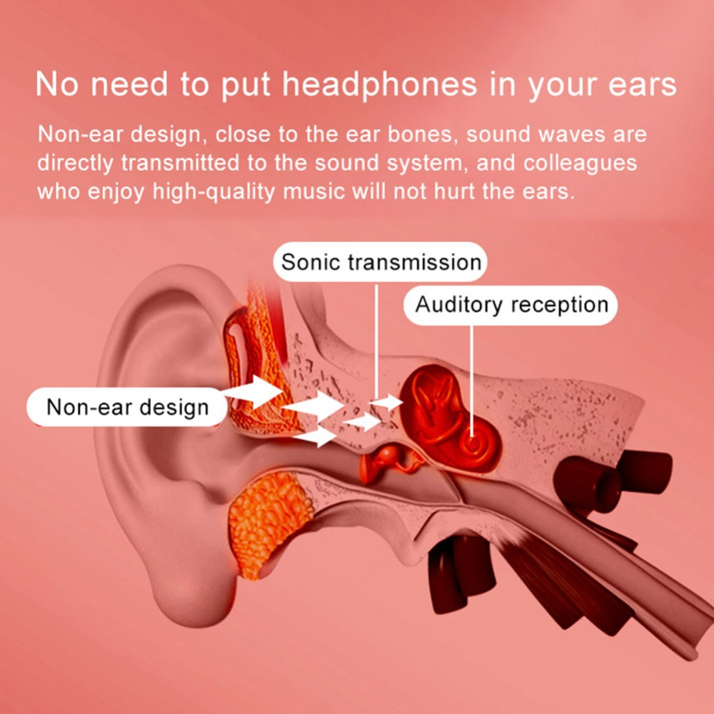 Casque à conduction osseuse Bluetooth rouge, vue interne des coussinets