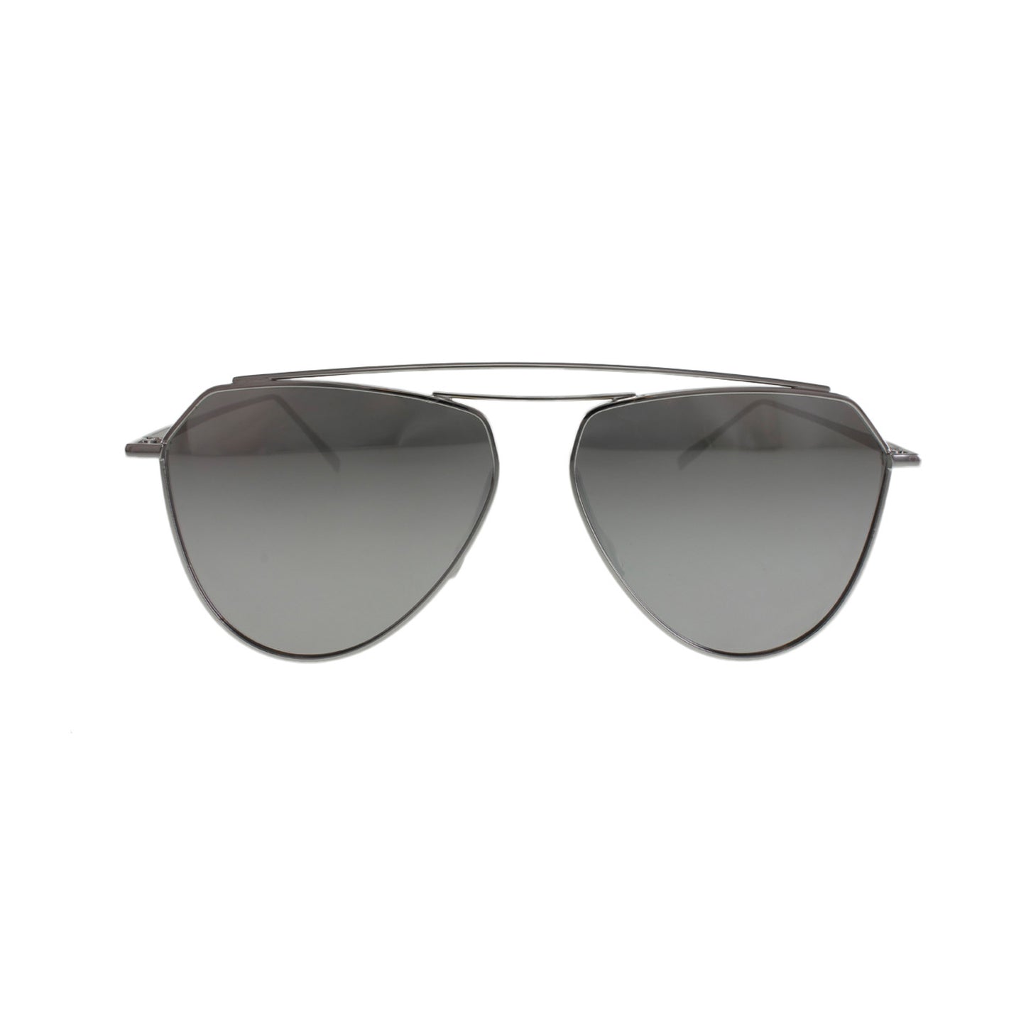 Lunettes de soleil unisex monture métal argent, verres fumés gris, vue de face