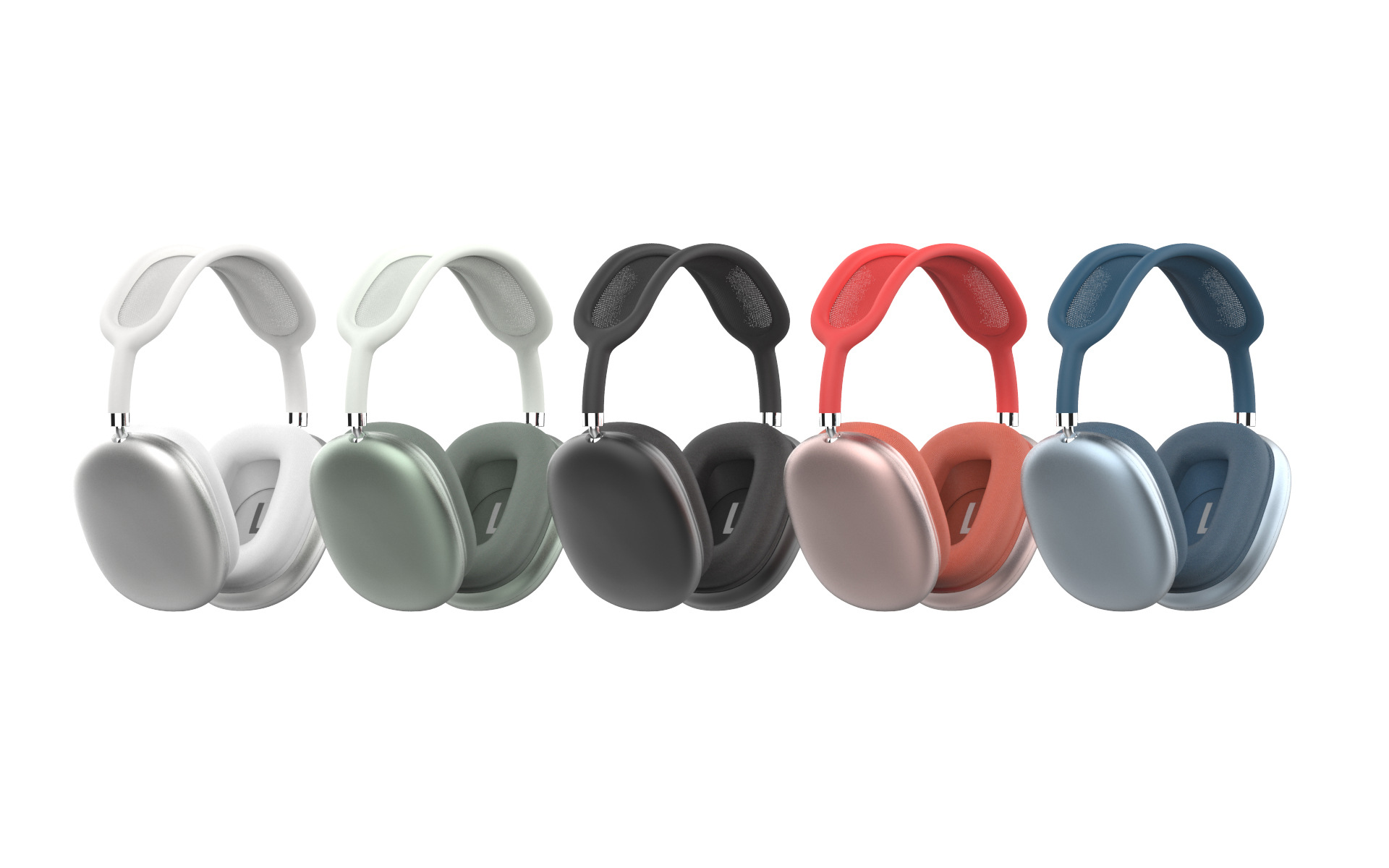 Casque sport bleu foncé : coussinets rembourrés avec marquage L et maille.