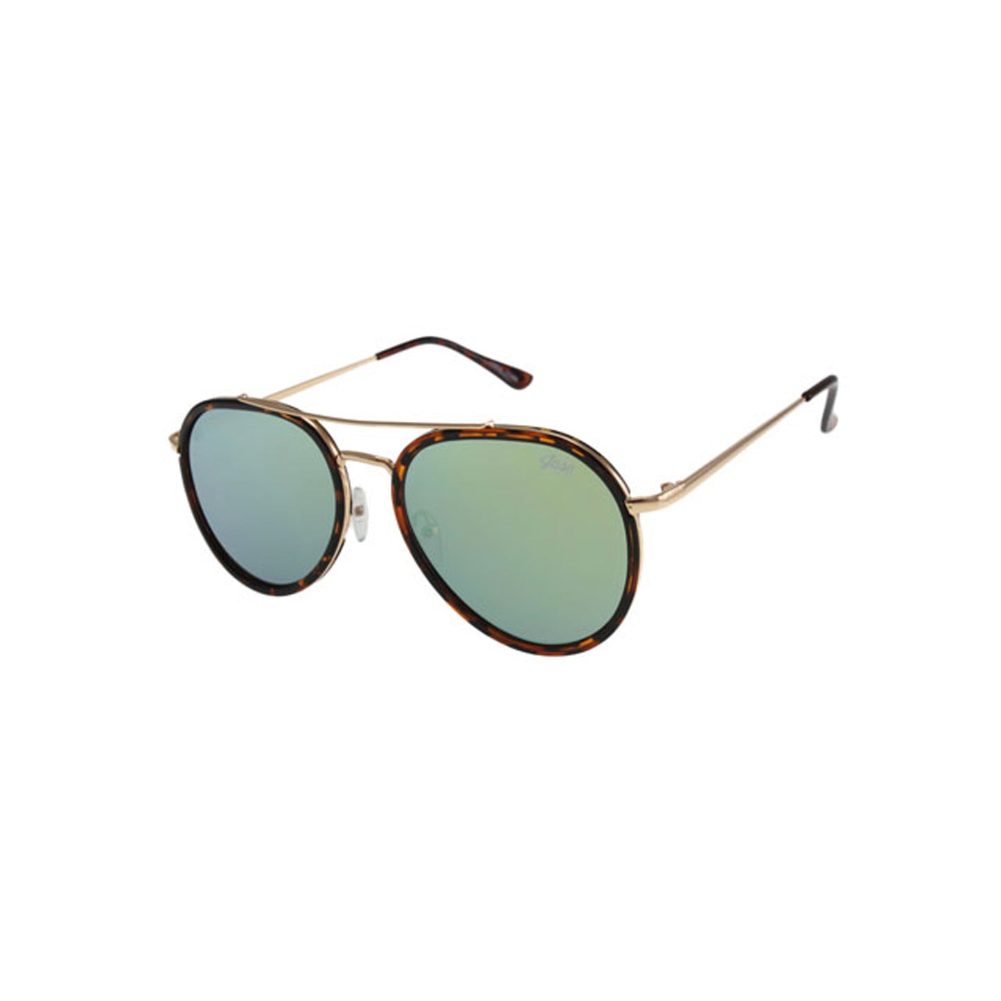 Lunettes de soleil unisexe monture havane métal et verres verts teintés
