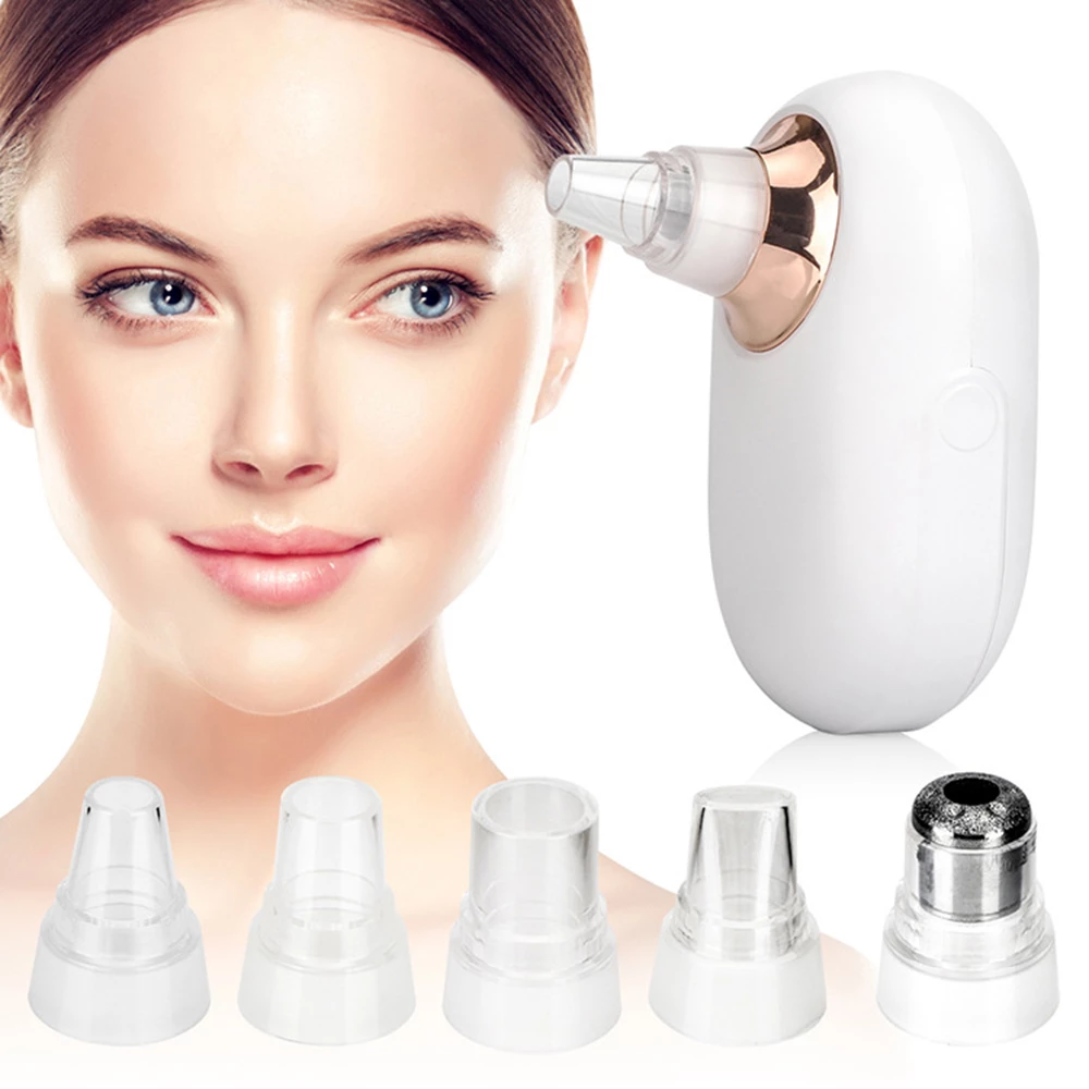 Appareil de nettoyage du visage à aspiration, corps blanc et têtes interchangeables